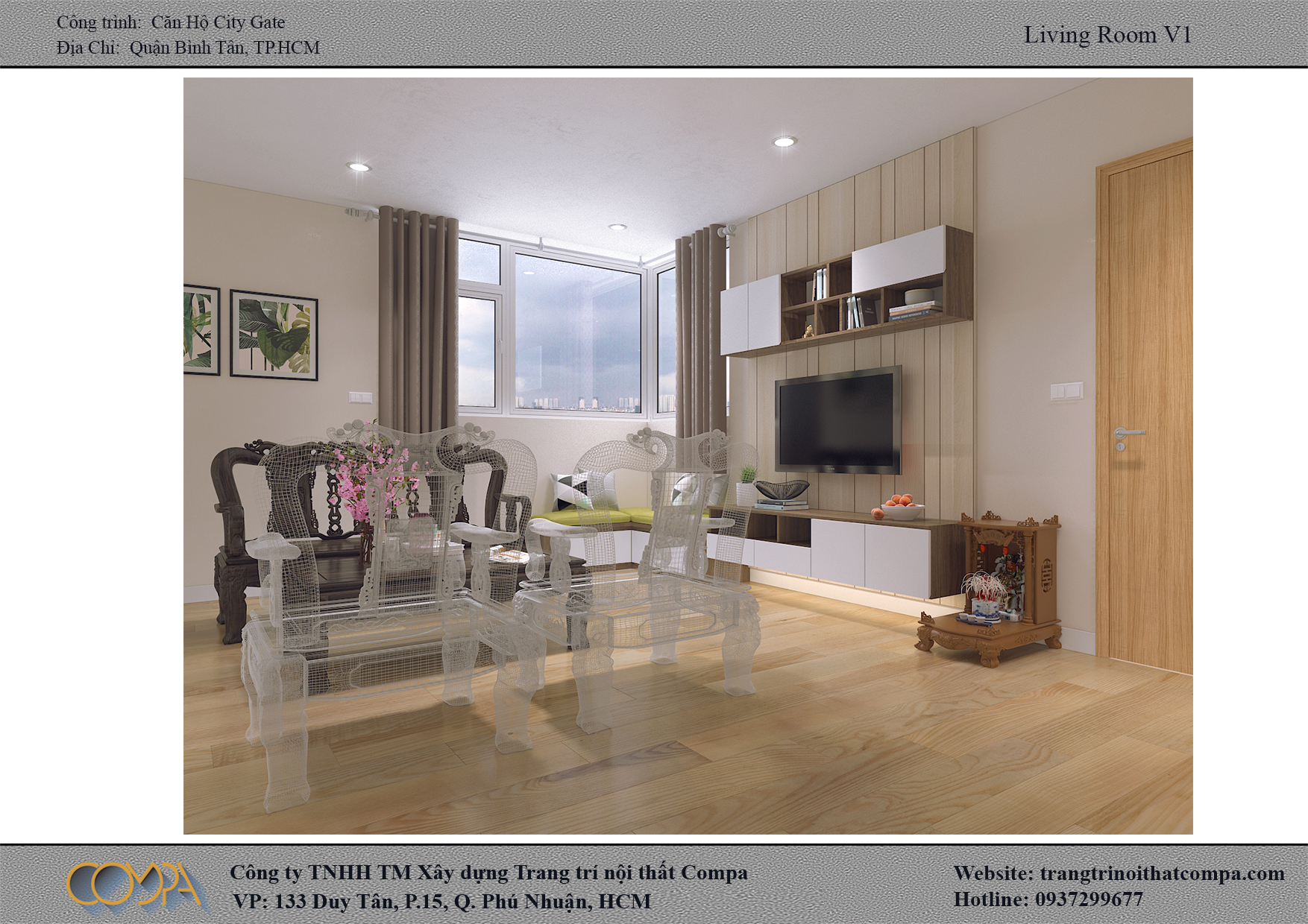 Sofa băng hay ghế ngôi bên cửa sổ tại phòng khách căn hộ