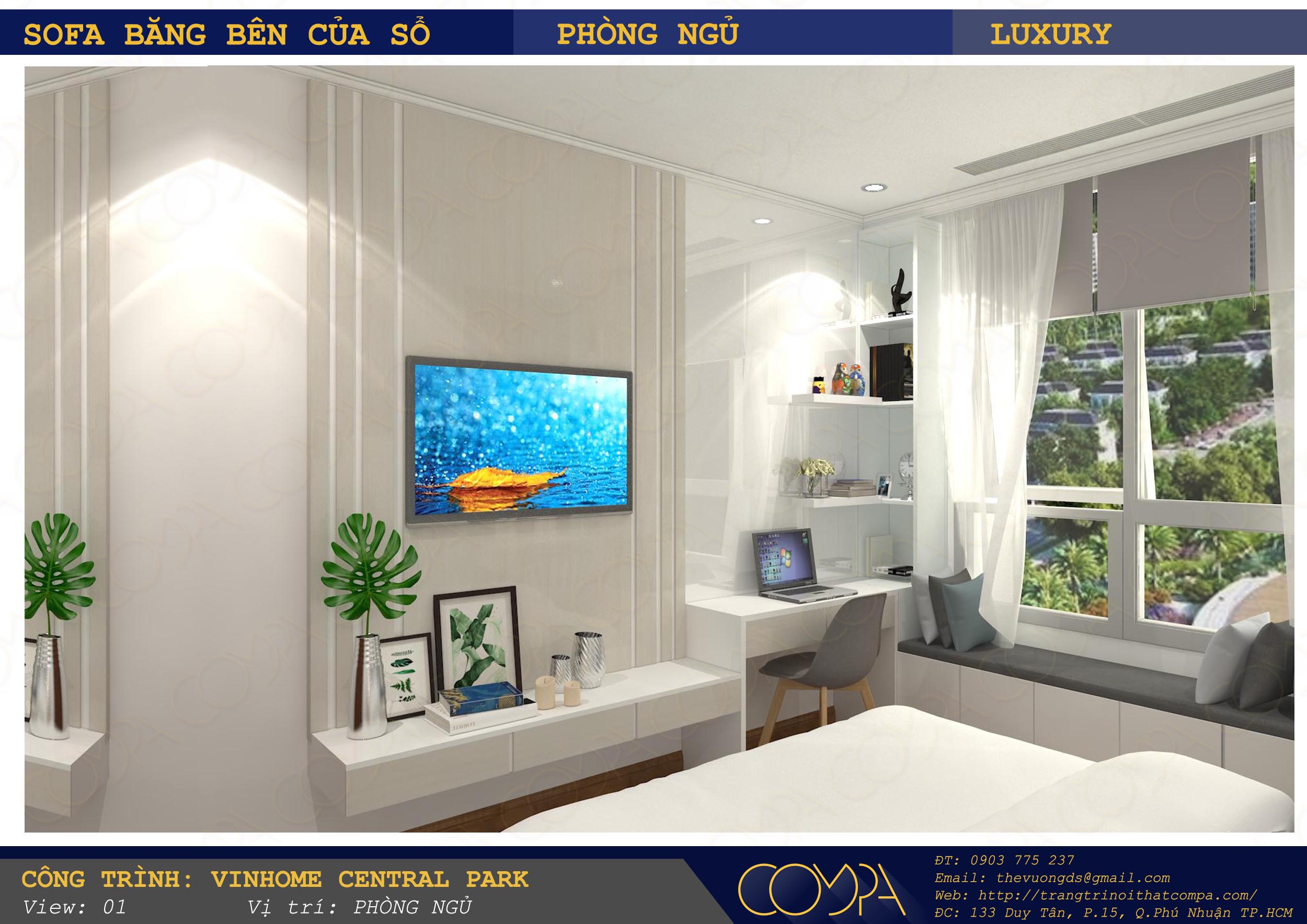 Chỗ ngồi bên cửa sổ tại góc làm việc