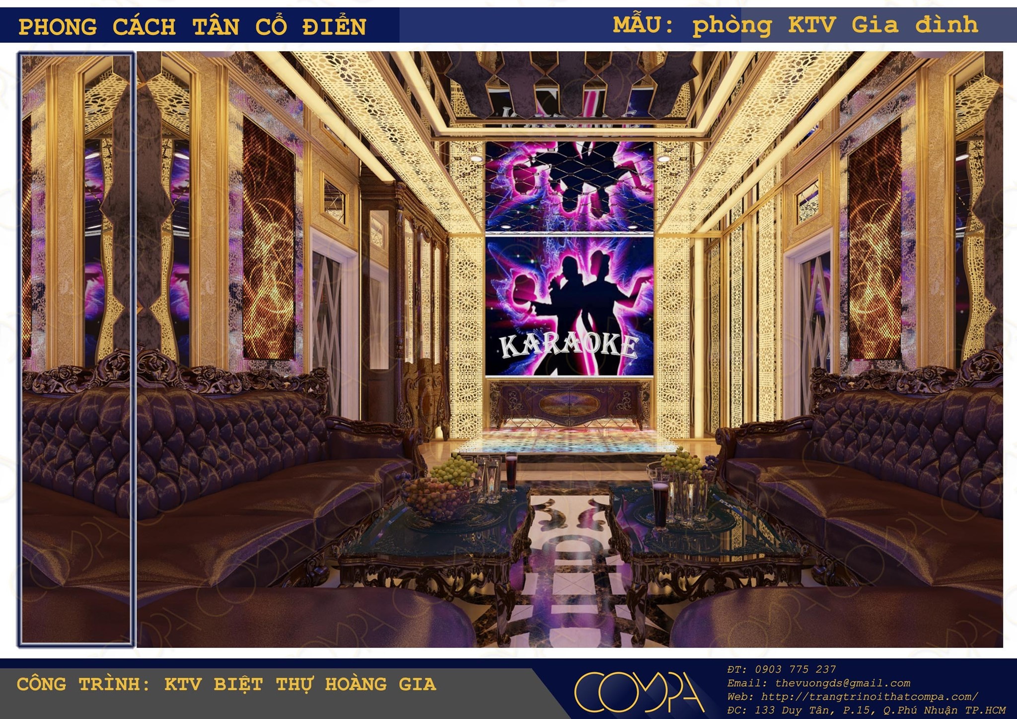 Thiết kế phòng karaoke gia đình phong cách cổ điển - Biệt thự Hoàng Gia 4 Thiết kế phòng karaoke gia đình phong cách cổ điển - Biệt thự Hoàng Gia 4