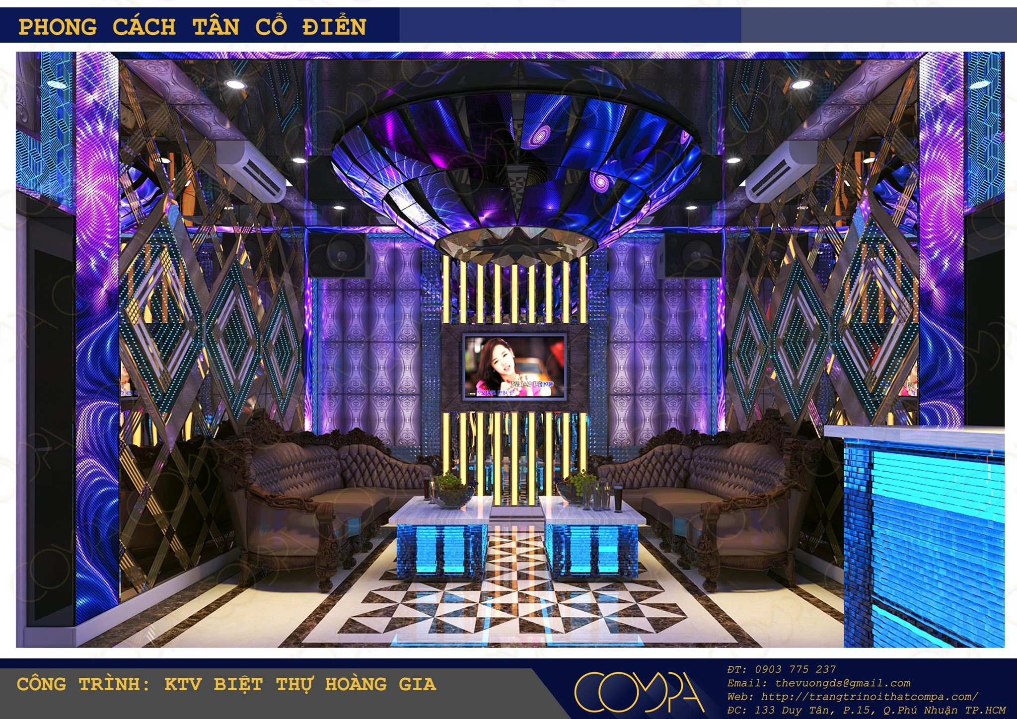 Thiết kế phòng karaoke gia đình phong cách cổ điển - Biệt thự Hoàng Gia 5 Thiết kế phòng karaoke gia đình phong cách cổ điển - Biệt thự Hoàng Gia 5