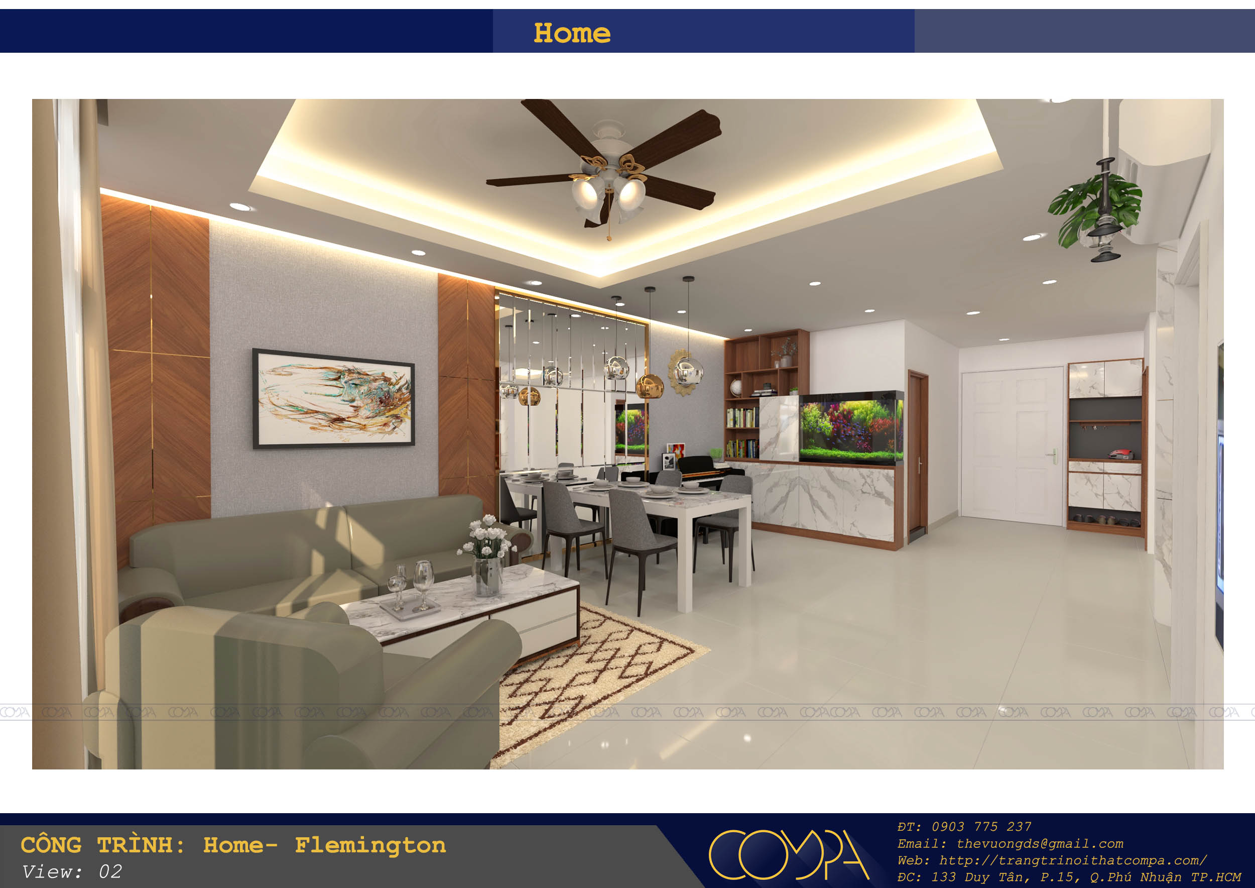 Phối cảnh thiết kế nội thất phòng khách căn hộ 90m2 Phối cảnh thiết kế nội thất phòng khách căn hộ 90m2