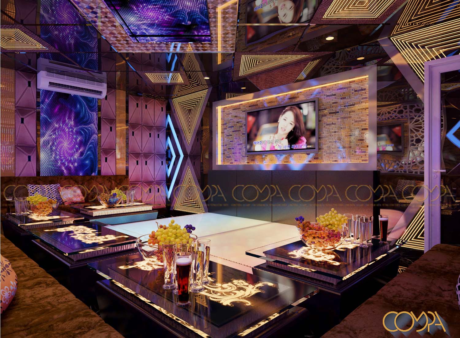 thiết kế nội thất phòng karaoke hiện đại kết hợp màn hình led mẫu 6 view 1 Thiết kế nội thất phòng karaoke hiện đại kết hợp màn hình led mẫu 6 view 1