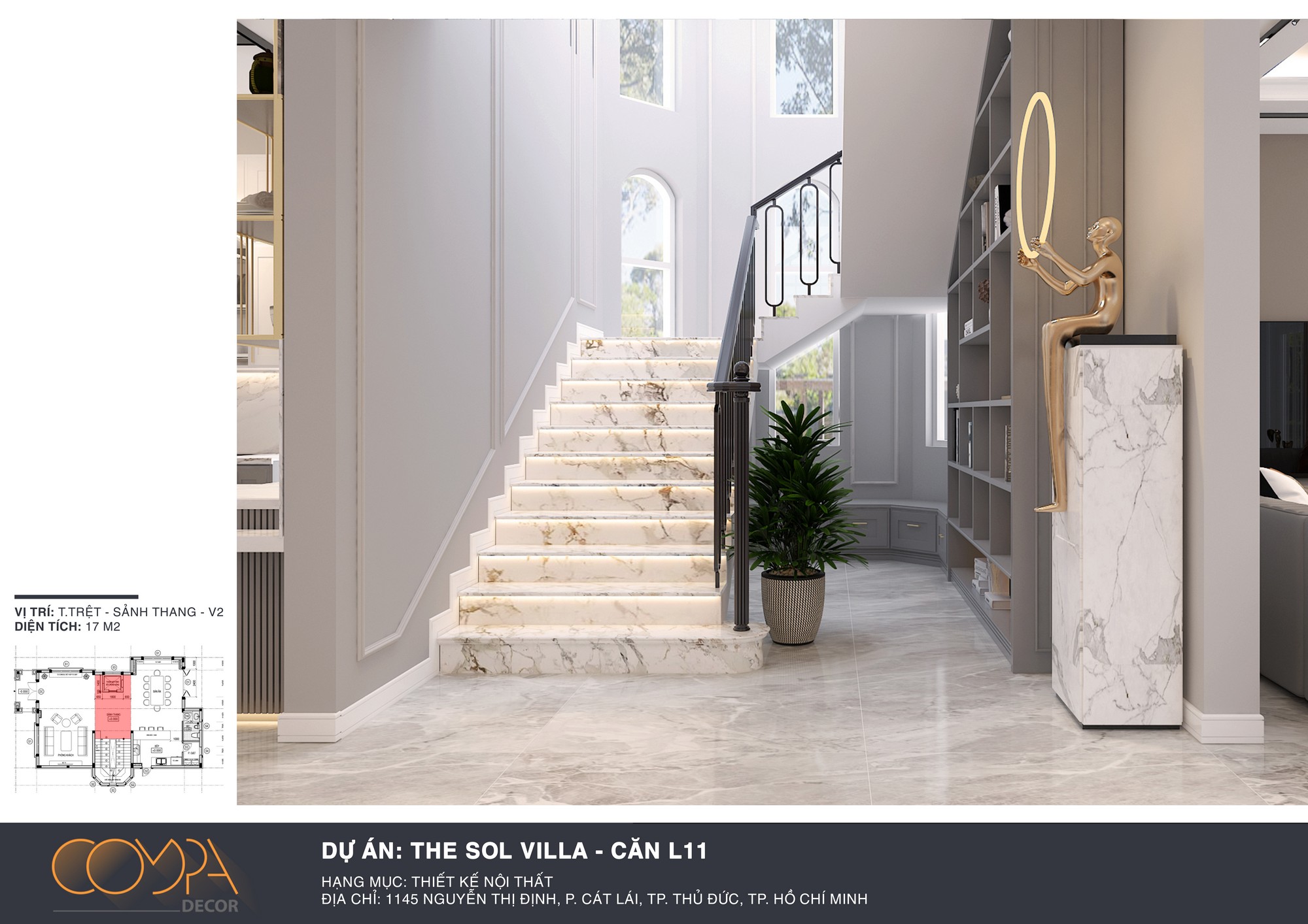 Cầu thang cũng được thiết kế hoạ tiết cầu kì