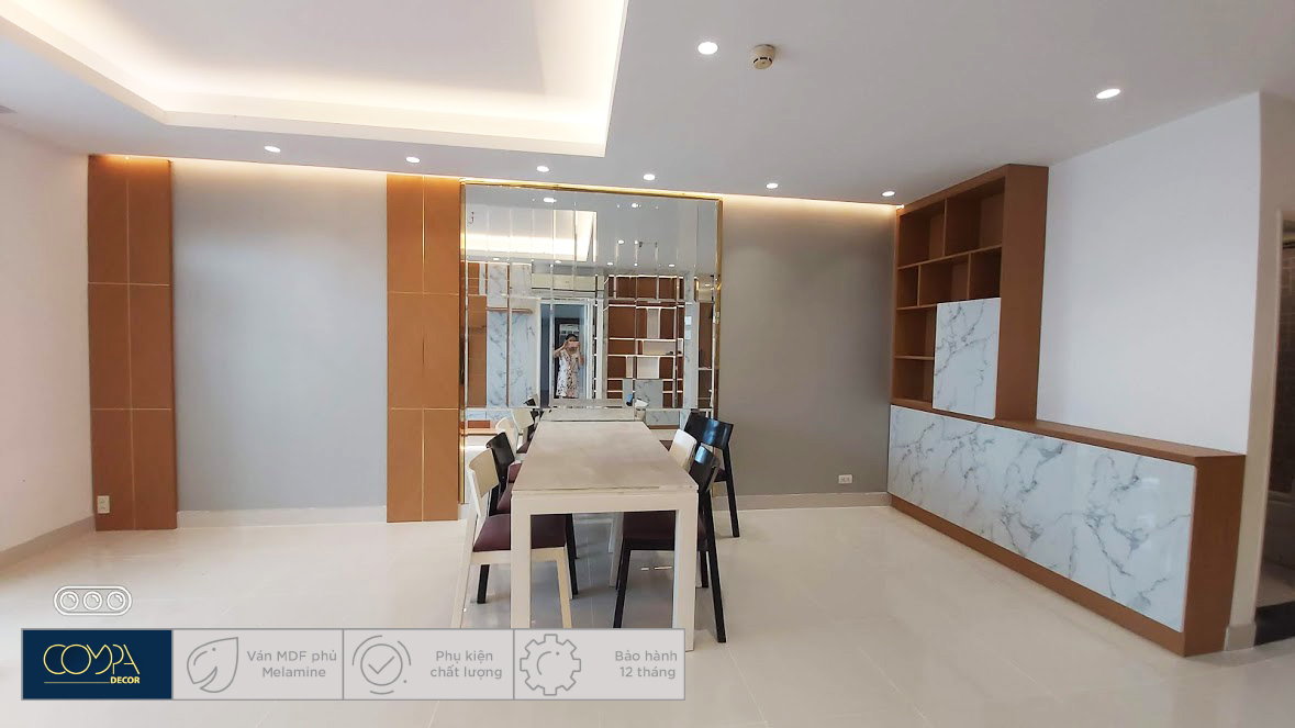 Hình ảnh thi công thực tế nội thất phòng khách căn hộ 90m2 Hình ảnh thi công thực tế nội thất phòng khách căn hộ 90m2