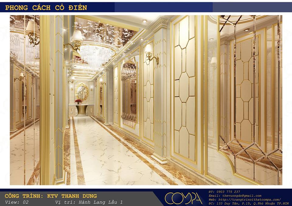 Hình thiết kế sảnh đón karaoke VIP - Hành lang lầu 1