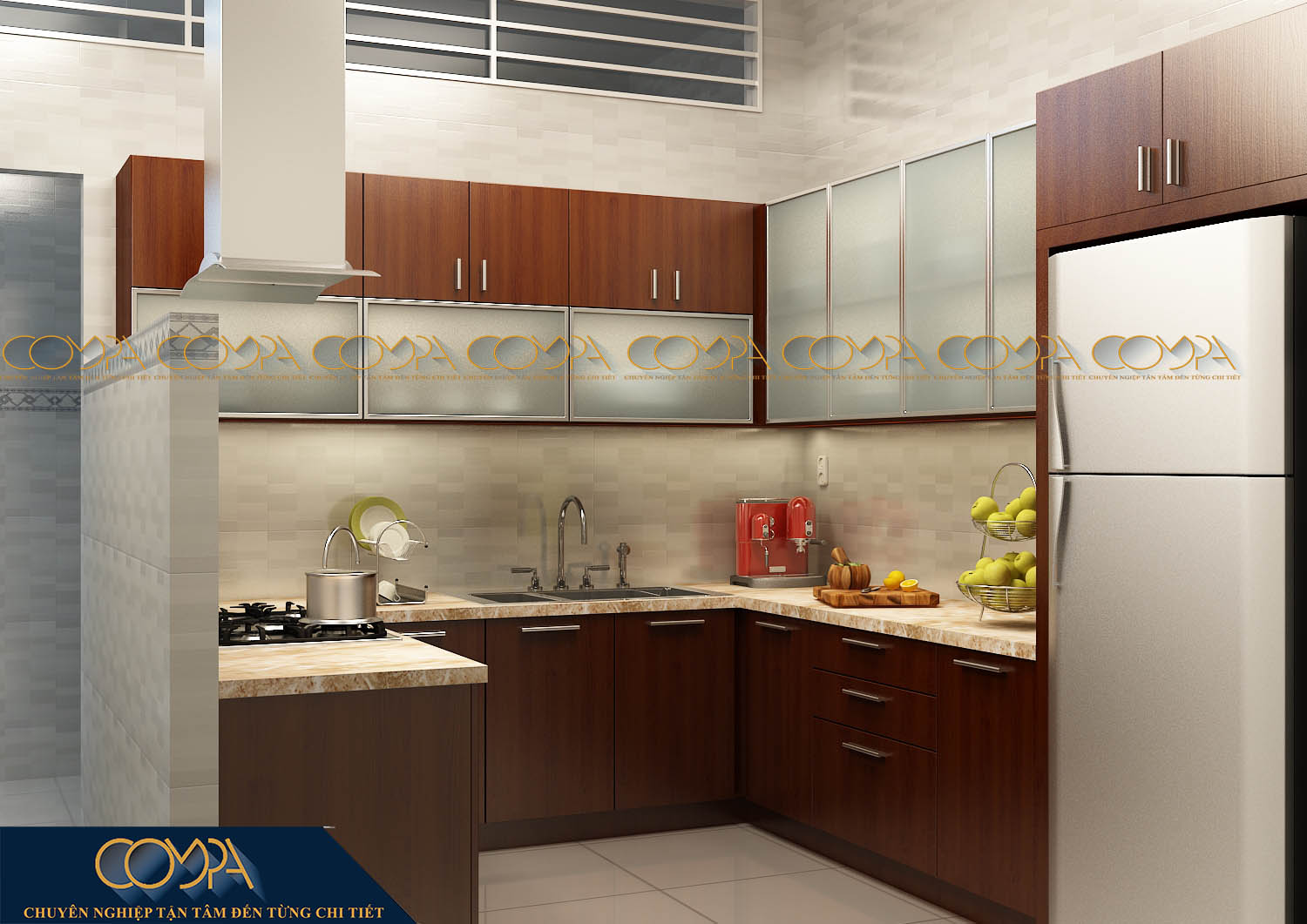 Mẫu thiết kế phòng bếp diện tích nhỏ trong nhà phố với nội thất đơn giản Mẫu thiết kế phòng bếp diện tích nhỏ trong nhà phố với nội thất đơn giản