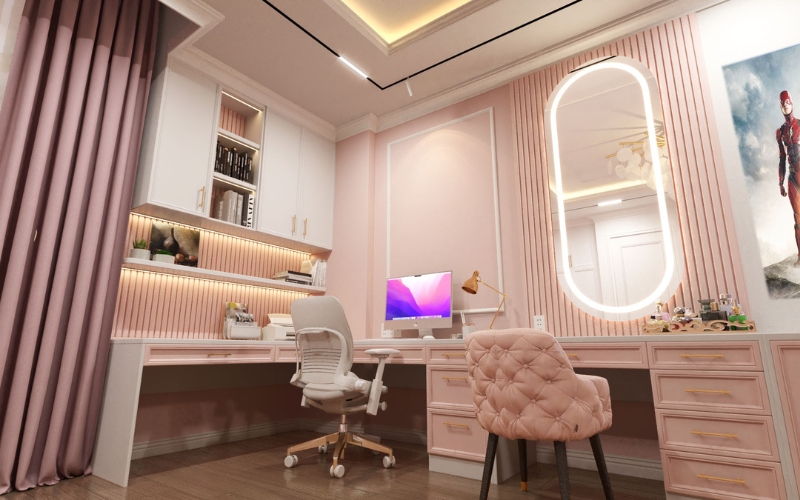 Mẫu thiết kế phòng ngủ màu hồng pastel Mẫu thiết kế phòng ngủ màu hồng pastel