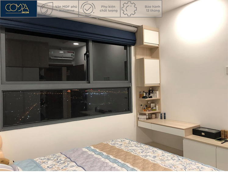 Hình ảnh thi công thực tế nội thất phòng kháchngủ căn hộ lung linh với ván MDF An Cường