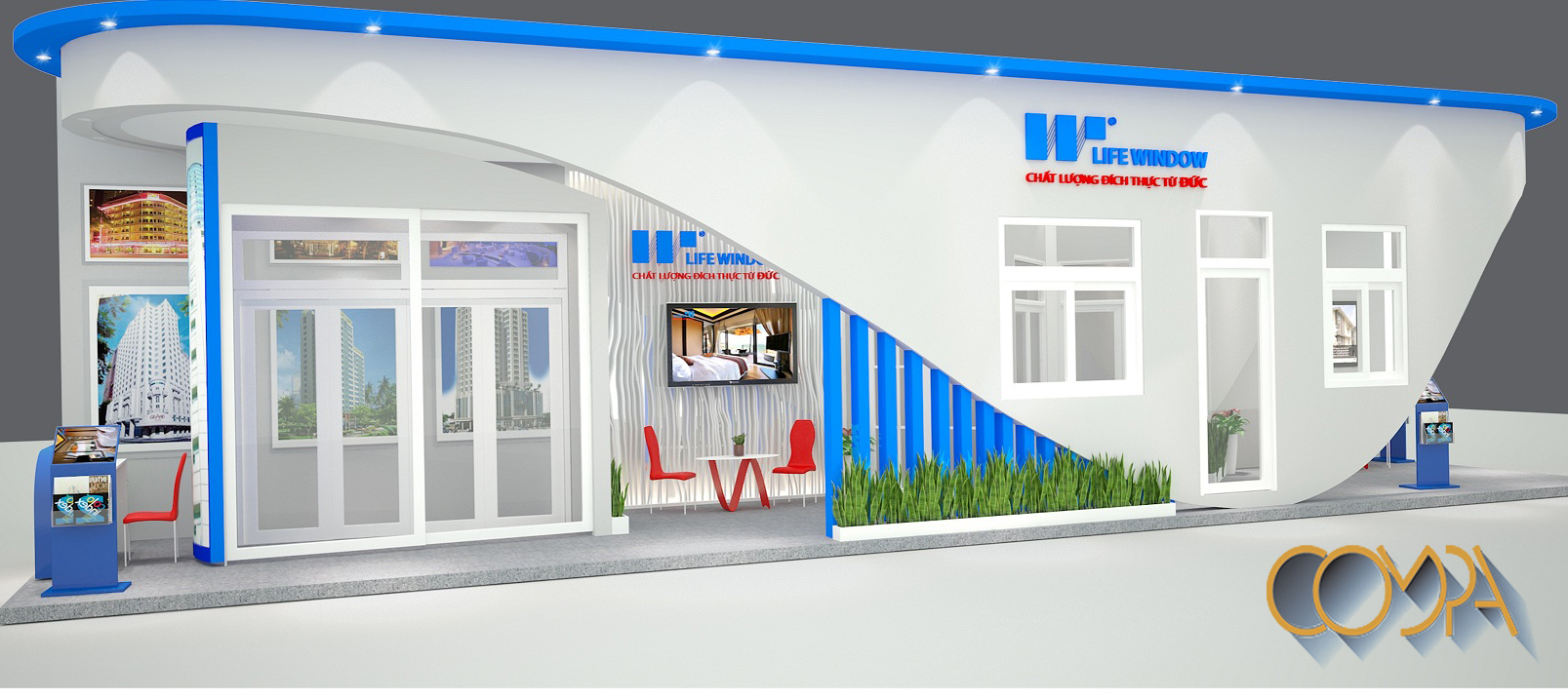 Thiết kế gian hàng hội chợ đơn giản