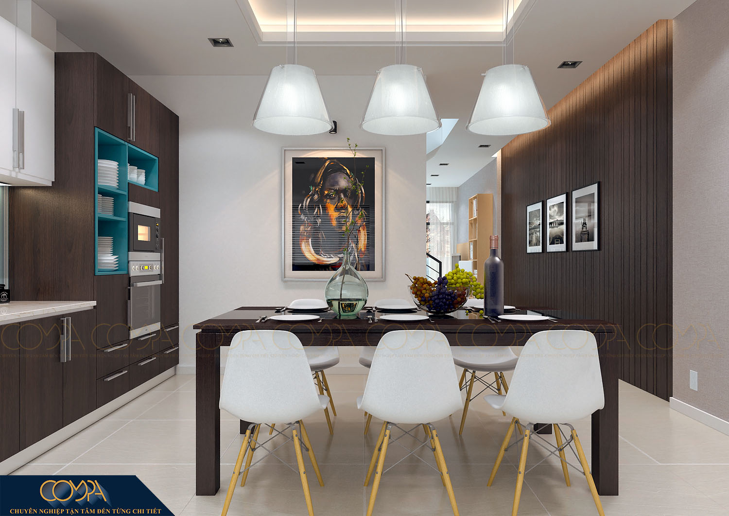 Thiết kế nội thất phòng bếp nhà phố hiện đại sang trọng Thiết kế nội thất phòng bếp nhà phố hiện đại sang trọng