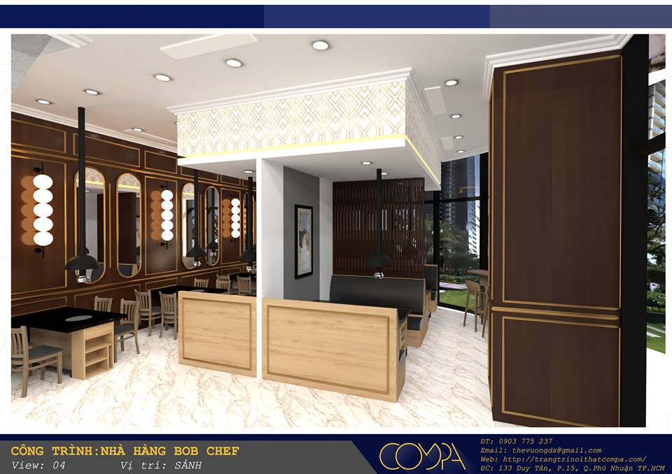 Thiết kế thi công nhà hàng BBQ Bob Chef tân cổ điển