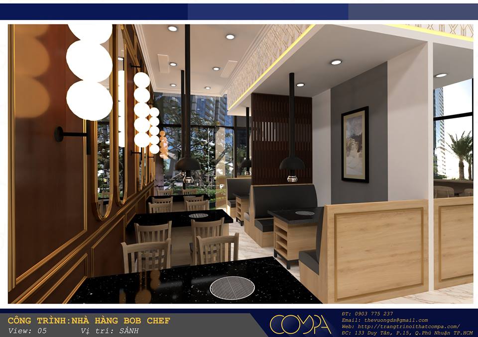 Thiết kế thi công nhà hàng BBQ Bob Chef tân cổ điển