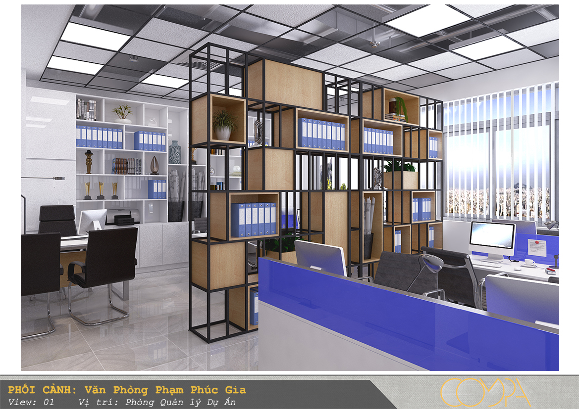 Thiết kế nội thất văn phòng Phạm Phúc Gia QLDA hình 2 Thiết kế nội thất văn phòng Phạm Phúc Gia phòng QLDA hình 2
