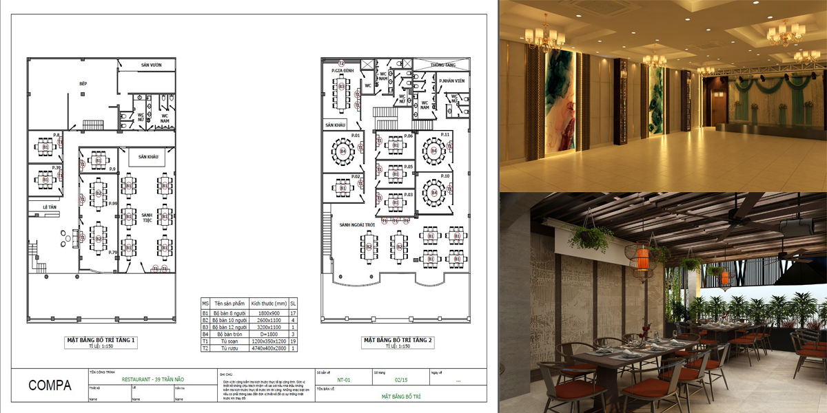 Mặt bằng phía trước nhà hàng Mặt bằng phía trước nhà hàng