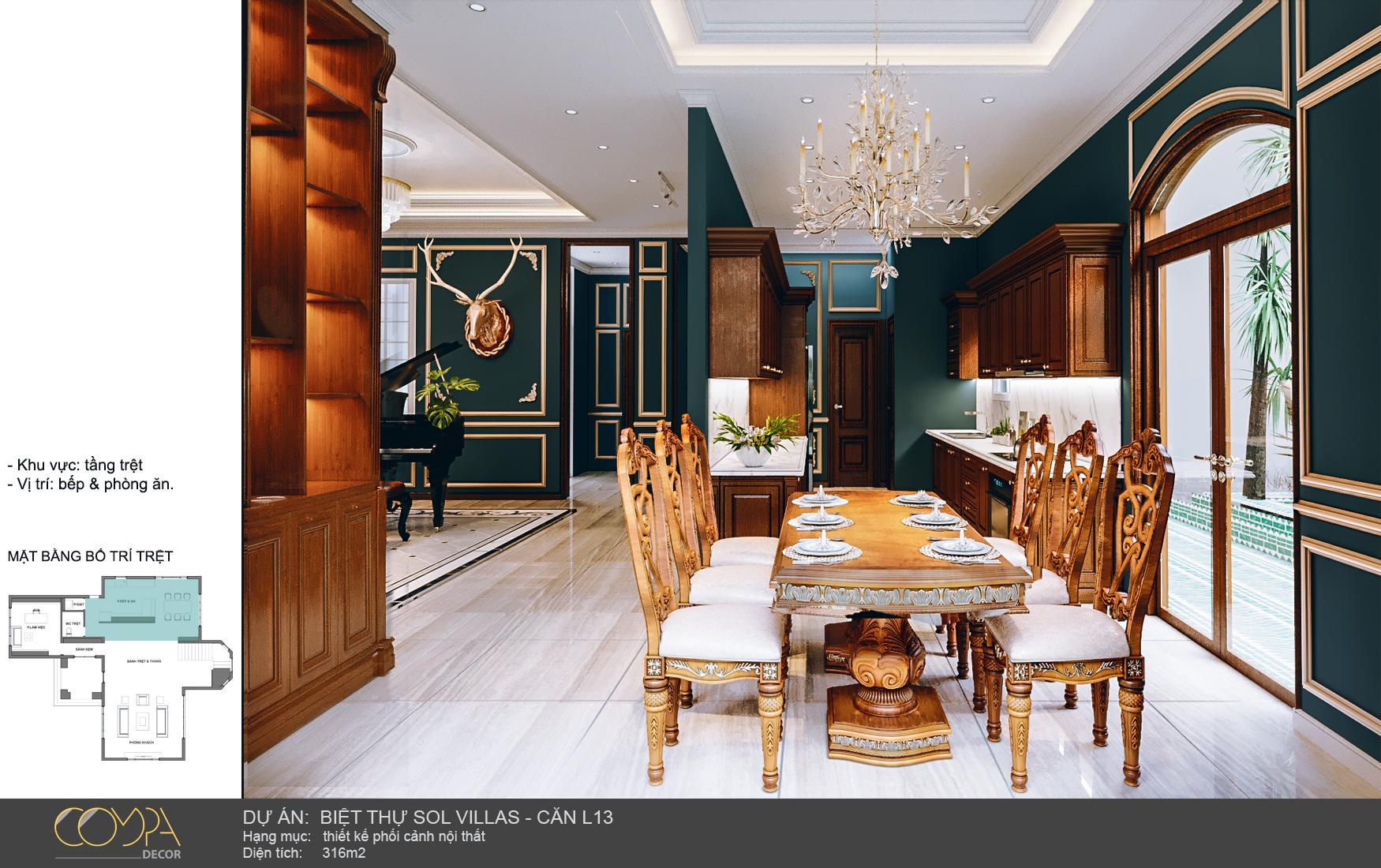 Thiết kế nội thất phòng ăn hoàng gia