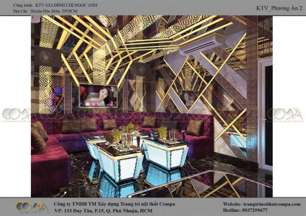 Thi công phòng karaoke gia đình hiện đại - Phòng gia đình chị Ngọc Anh